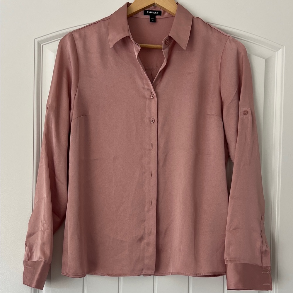 Express Mauve Button-Up Blouse